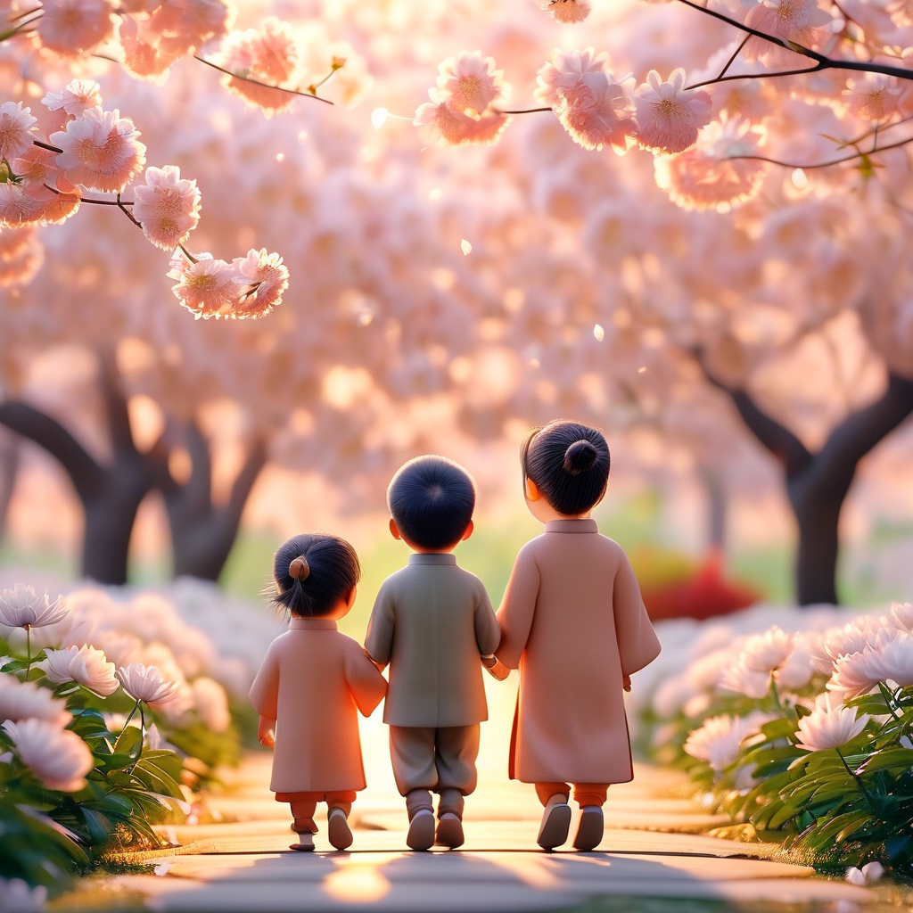 春节祭祖场景，家人在祠堂中默默缅怀逝者