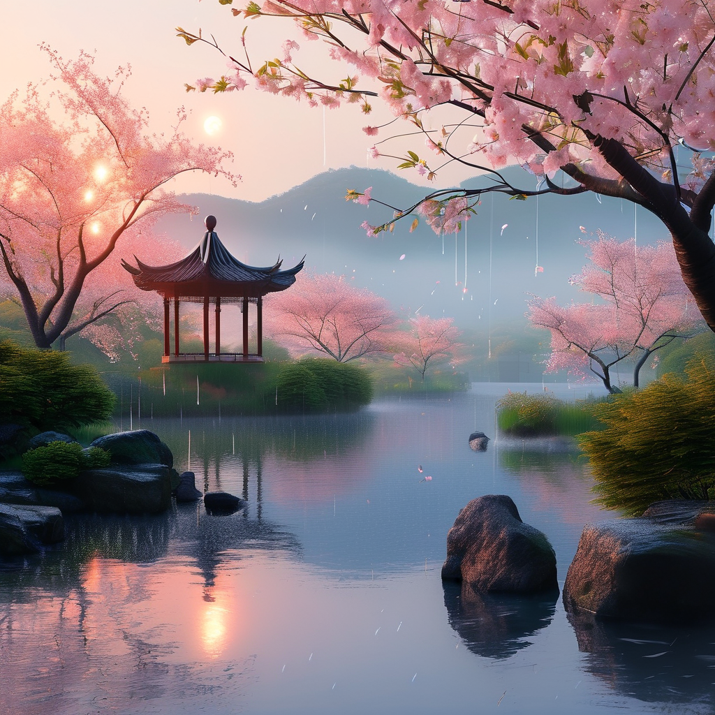 春雨淅沥，故人身影在雨中若隐若现