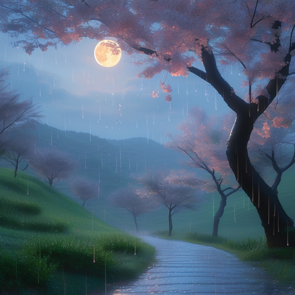 清明时节，细雨中的杨柳枝